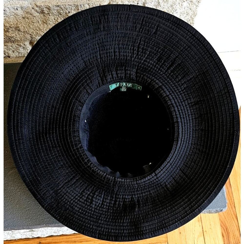 Lauren Ralph Lauren Wide Brim Floppy Sun Hat, Black/White, Sz M NWOT, NEW - Picture 8 of 9